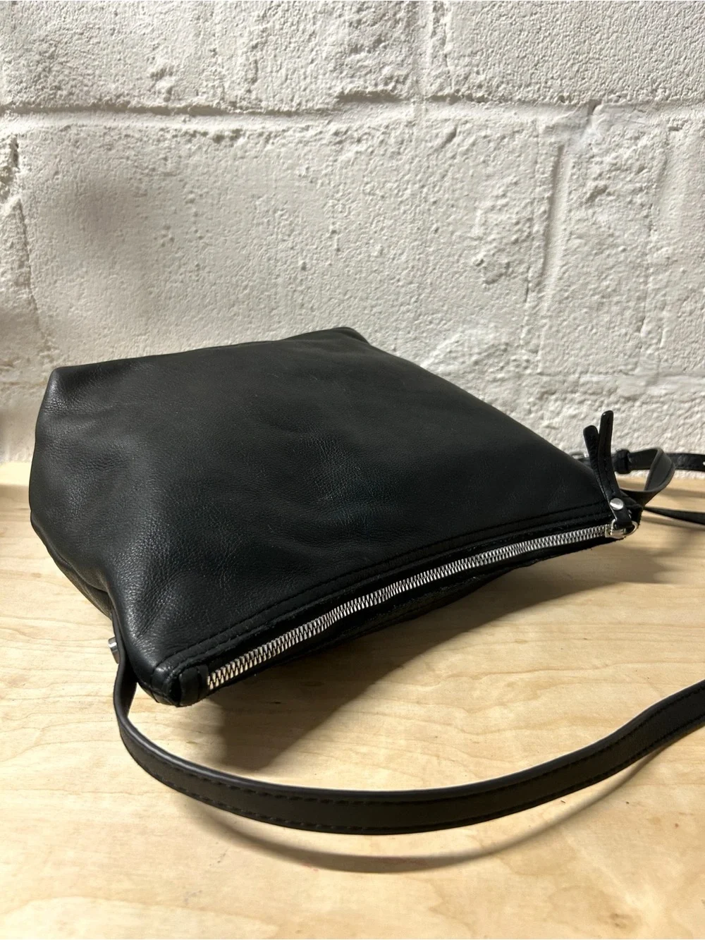 American Leather Co. Dayton Black Pebbled Leather Crossbody Hobo Bag; $145 MSRP